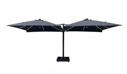 Vierdubbele zweefparasol | 4 doeken van 3x3m | Zwart