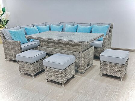 Loungeset ARUBA met ingebouwde koelbox  | 6-delig | Wicker | Licht grijs 