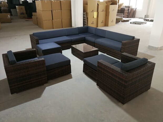 Loungeset HAVANA | 12-delig | Wicker | Bruin + grijs