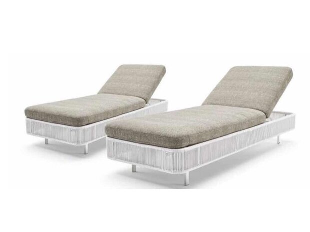 Ligbeddenset GEN&Egrave;VE | 3-delig | Wicker | Wit + zand 