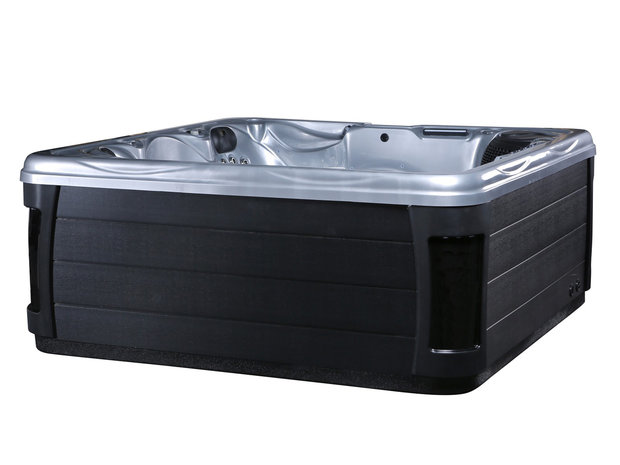 AQUILA Outdoor Spa | 230x230 cm | 5-persoons | Incl. Wifi | Zilver + Zwart