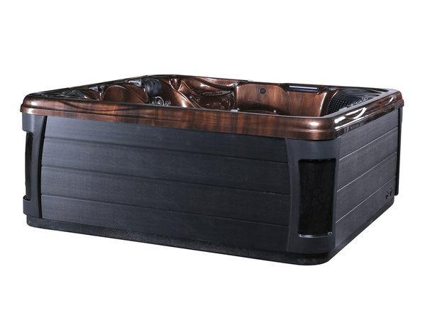 AQUILA Outdoor Spa| 230x230 cm | 5-persoons | Incl. Wifi | Amber Brown + Zwart 